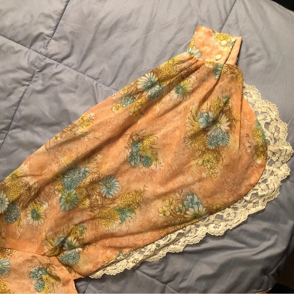 Vintage 70s gunne sax style floral maxi dress with bishop sleeves - Picture 8 of 13